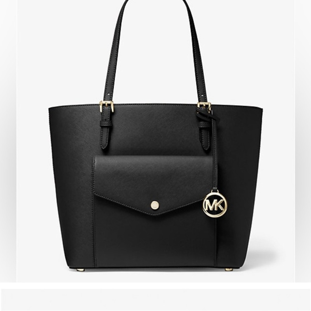 MICHAEL by Michael Kors “Jet Set” large black leather tote bag